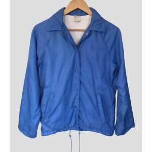Vintage Sears Windbreaker Jacket Womens Medium 90s Blue Nylon with Cotton Lining